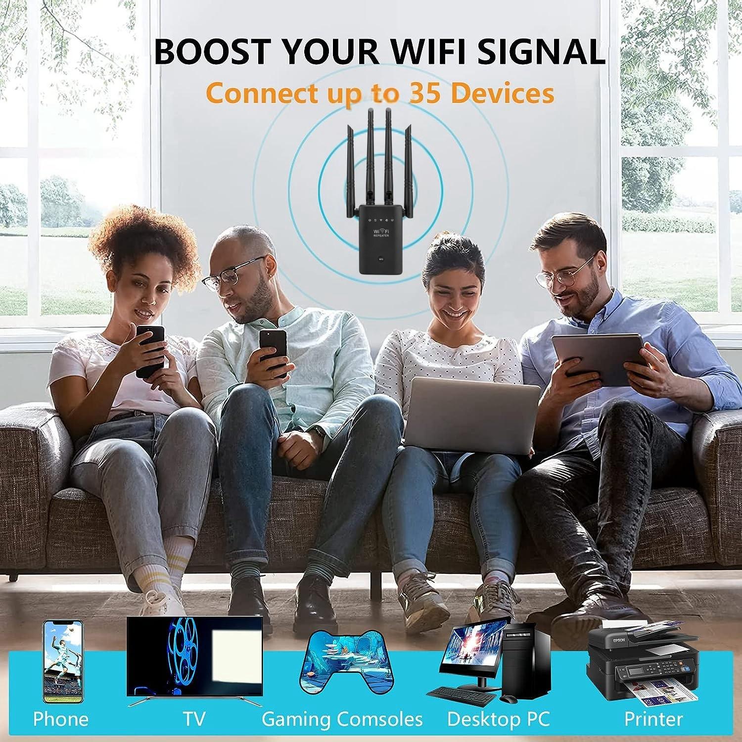 WiFi Extender, Enterbon Wi-Fi Booster, Covers 9000 Sq. Ft, Supports 35 Devices, Includes Ethernet Port, Easy Setup