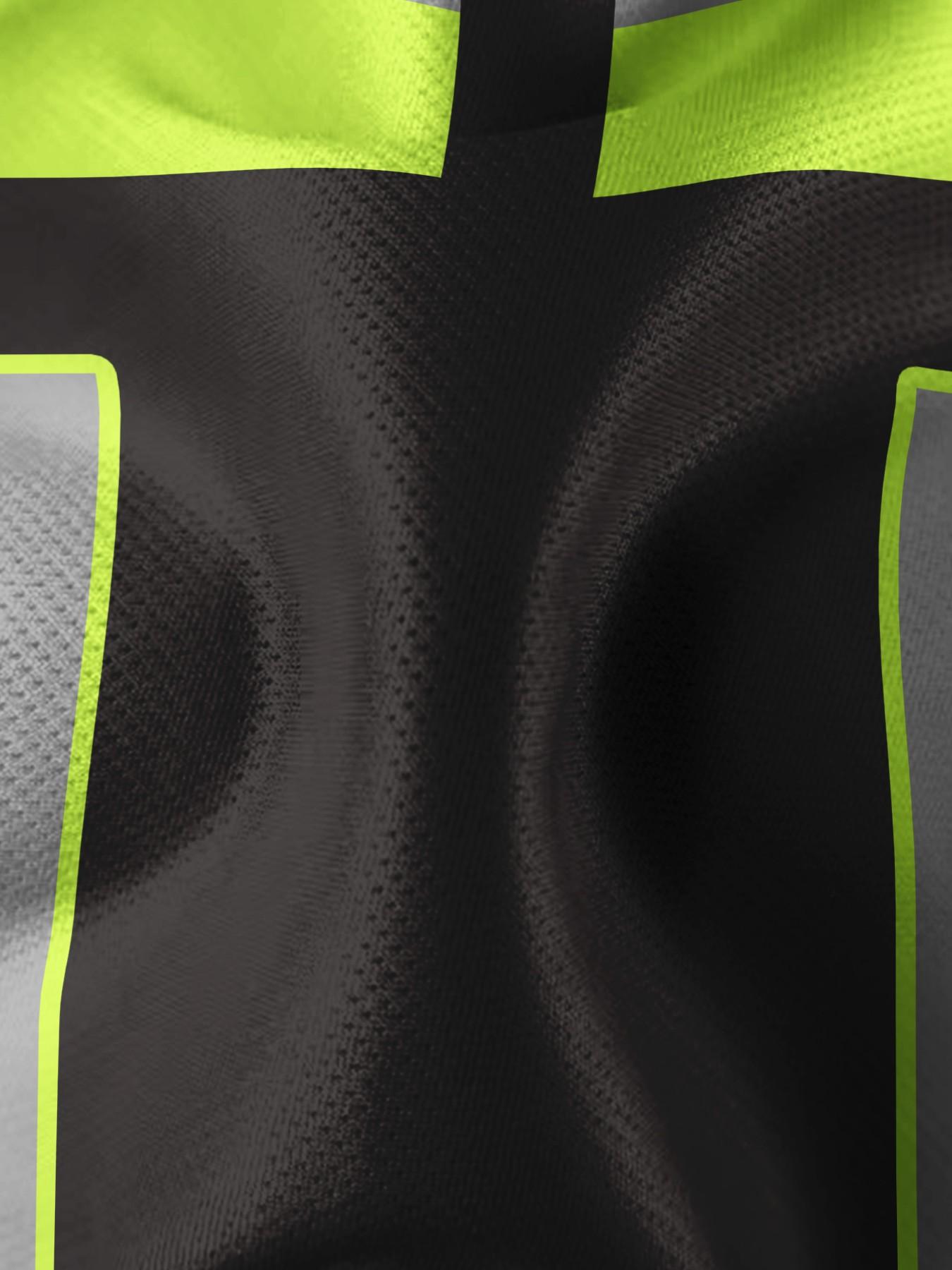 Reflective Safety Workwear Set for Men, Summer Fluorescent Short Sleeve Shorts Two-Piece Kit, Pocket Drawstring Waist, Ideal Gift