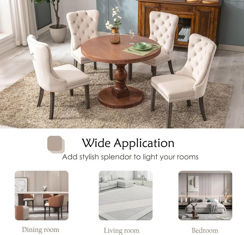 Velvet Dining Chairs Set of 2/4/6, Tall Back Side Chair, Modern Upholstered High-end Tufted Side Chair,Solid Wood Legs,For Kitchen and Dining Room dinning chair