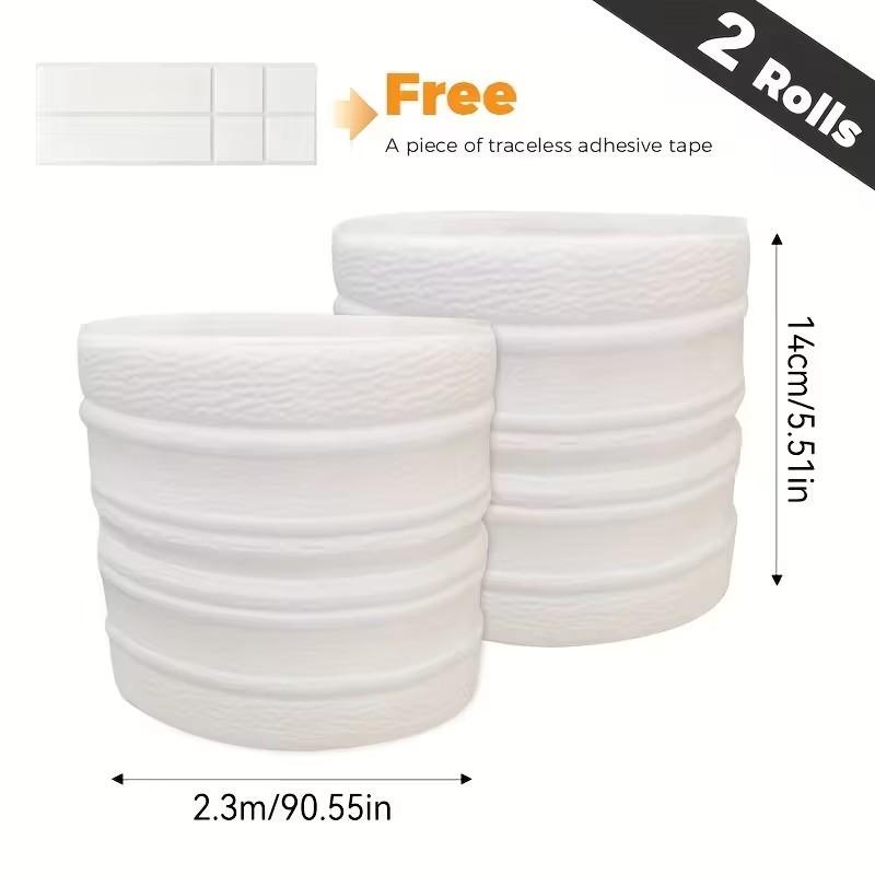 6 Rolls Self-adhesive Ceiling Cornice, Foam Wall Decorative Strip Stickers, Foldable Self-adhesive Waterproof Baseboard Wall Corner Waistline Stickers, Positive Anglection Strip, Decorative Molding