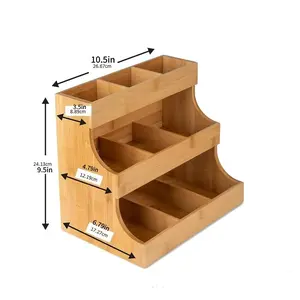 Small Wooden Tea Bag Storage Box Holds 180 Tea Bags Ideal for Home Kitchen Office Sugar Packets Sweeteners Creamer Non-Woven Wood Eco-Friendly