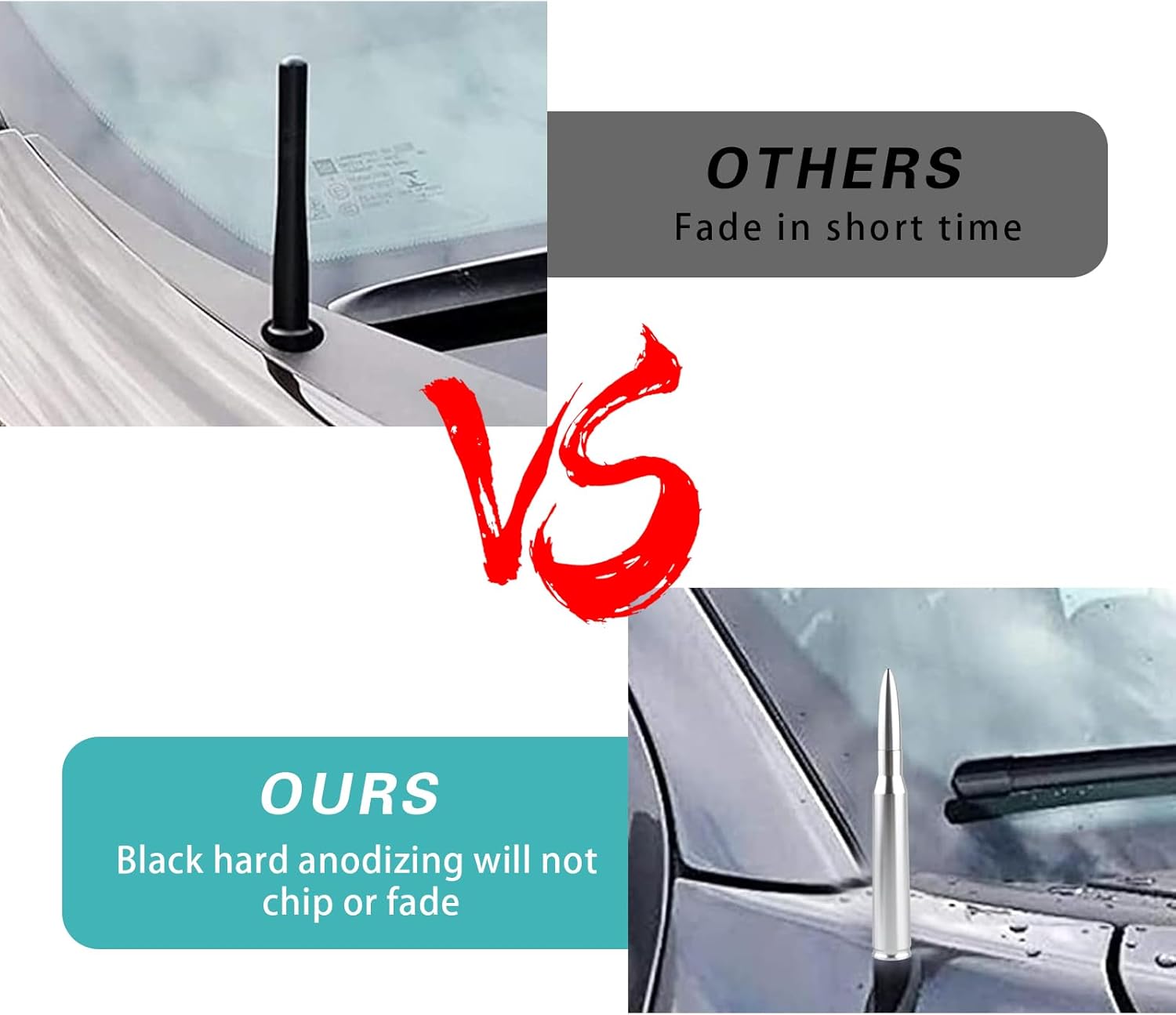 1Pc Silver 50 Cal Bullet Antenna Replacement, Heavy Duty Car Truck Antenna Topper, Compatible with Chevy Silverado 1500 2500 3500 HD & GMC Sierra 1500 2500 3500 Pickup Exterior Accessories