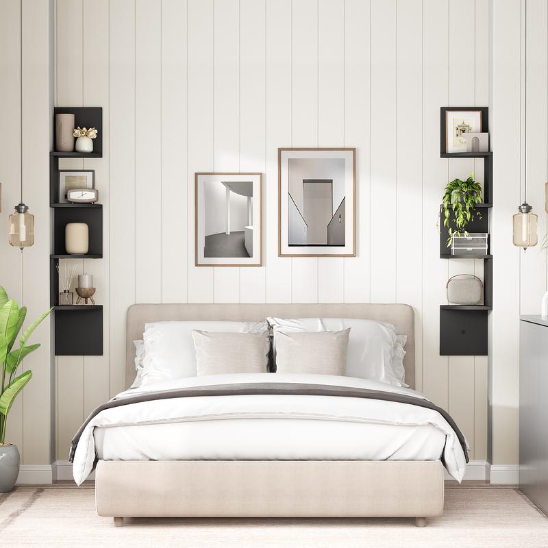 HOOBRO Snake Floating Corner ShelvesSet of 2, 4-Tier Wall-Mounted Corner Bookshelves for Living Room, Bedroom, Bathroom, Home Office Decor