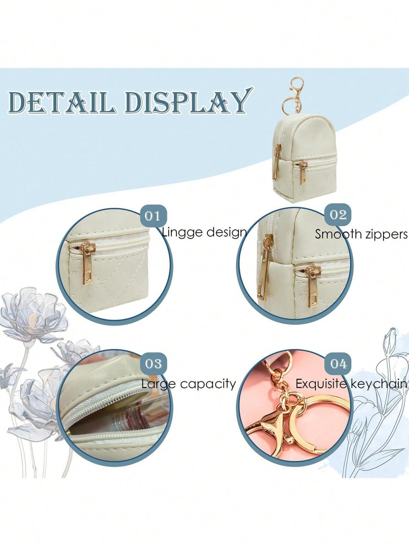 Mini Wallet Keychain, Portable Earphone Bag, Creative Multifunctional Accessory, Candy Color Zipper Coin Purse, Small PU Makeup Bag, Wallet And Charm