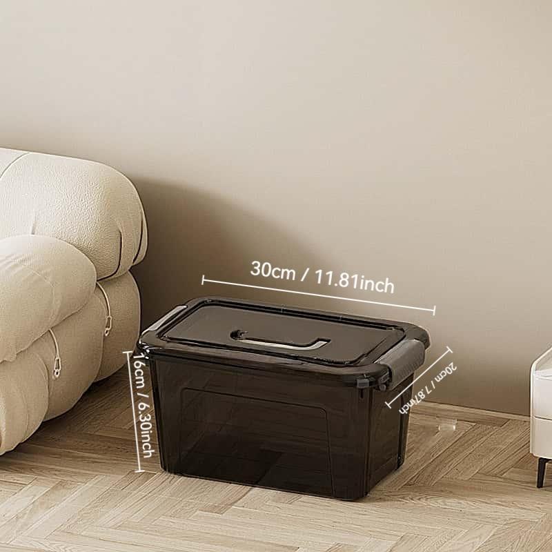 Stackable Storage Box with Lid, Transparent Under Bed Organizer, Durable Plastic Space Saving Clothes & Blanket Holder, No Assembly Needed