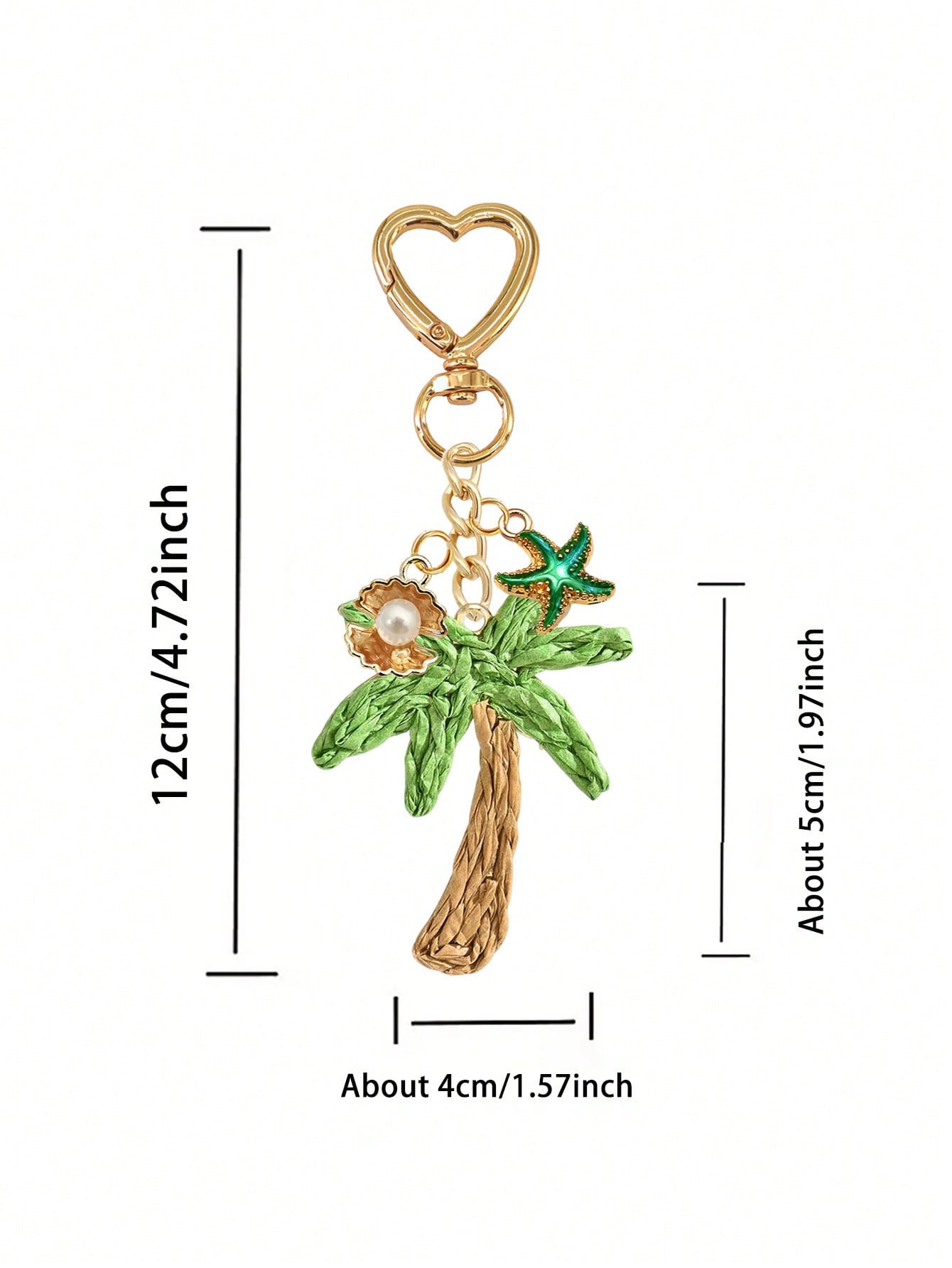 Handmade straw woven coconut tree pendant, with shell and starfish elements - Bohemian vacation style. Woven rattan pendant, ocean alloy pendant, Hawaiian style. Suitable for backpacks.