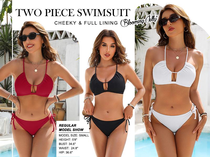 Blooming Jelly String Side Tie Bottom Women Cheeky Sexy Two Piece Bikini Sets Swimsuit