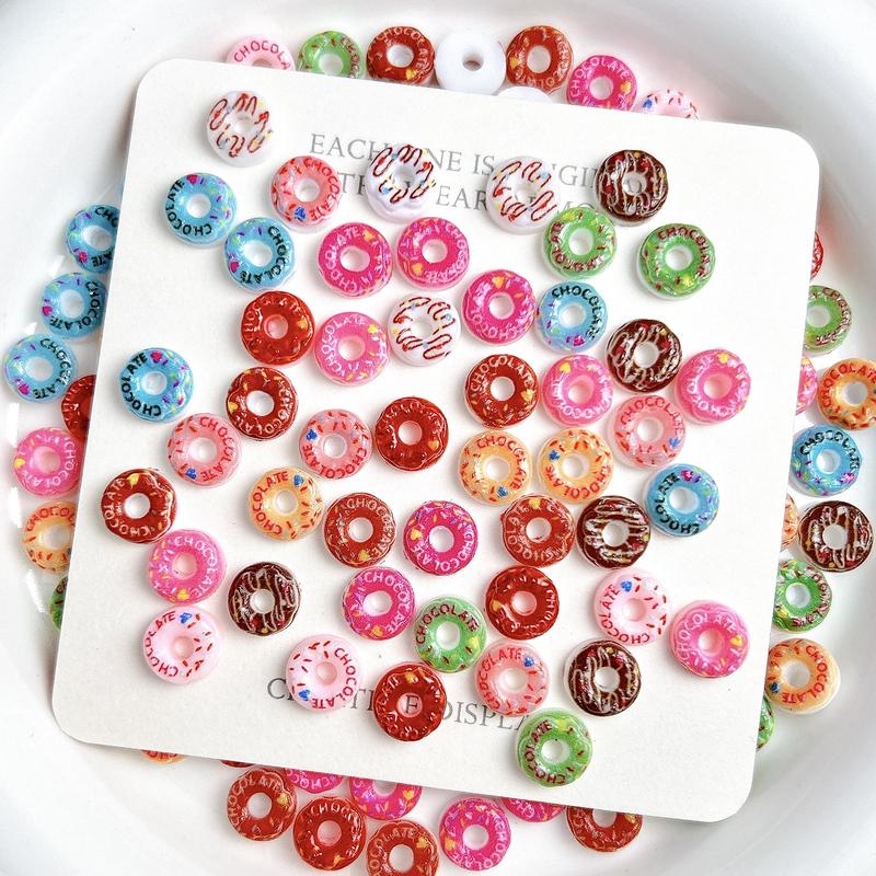 100PCS Luminous Simulated Donut Nail Charms 3D Resin Colored Flatback Donut Nail Art Supplies DIY Pendant Press-On Nails Nail Art Design