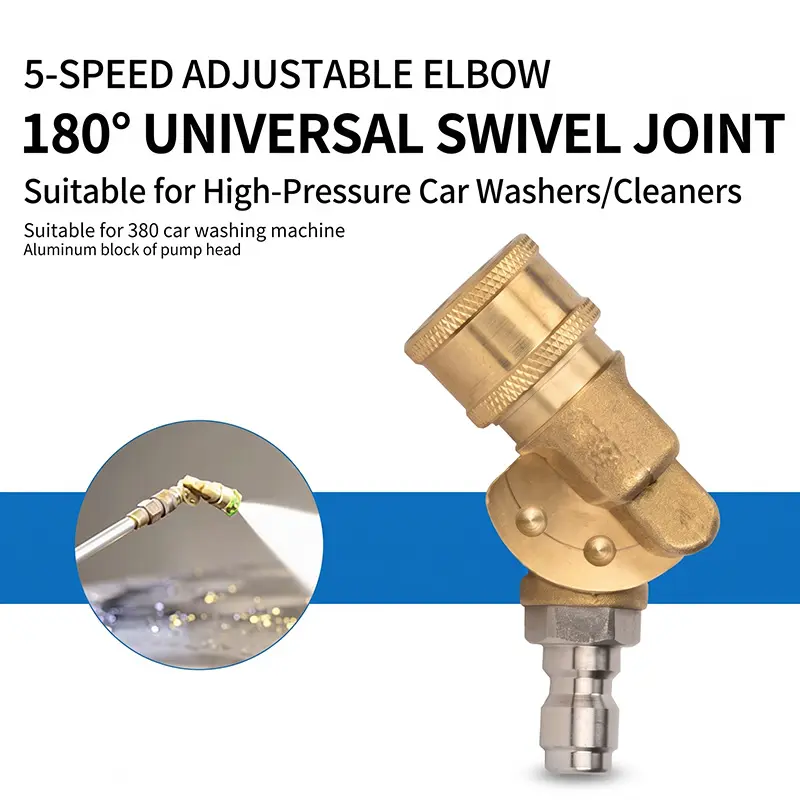 5pcs High Pressure Washer Rotary Coupler Kit with 4pc High-Pressure Nozzles & 1pc 5-Angle-Adjustable Quick Connect Fittings, 1/4 Inch Compatible, Suitable for High-Pressure Washer Guns to Clean Hard-to-Reach Areas