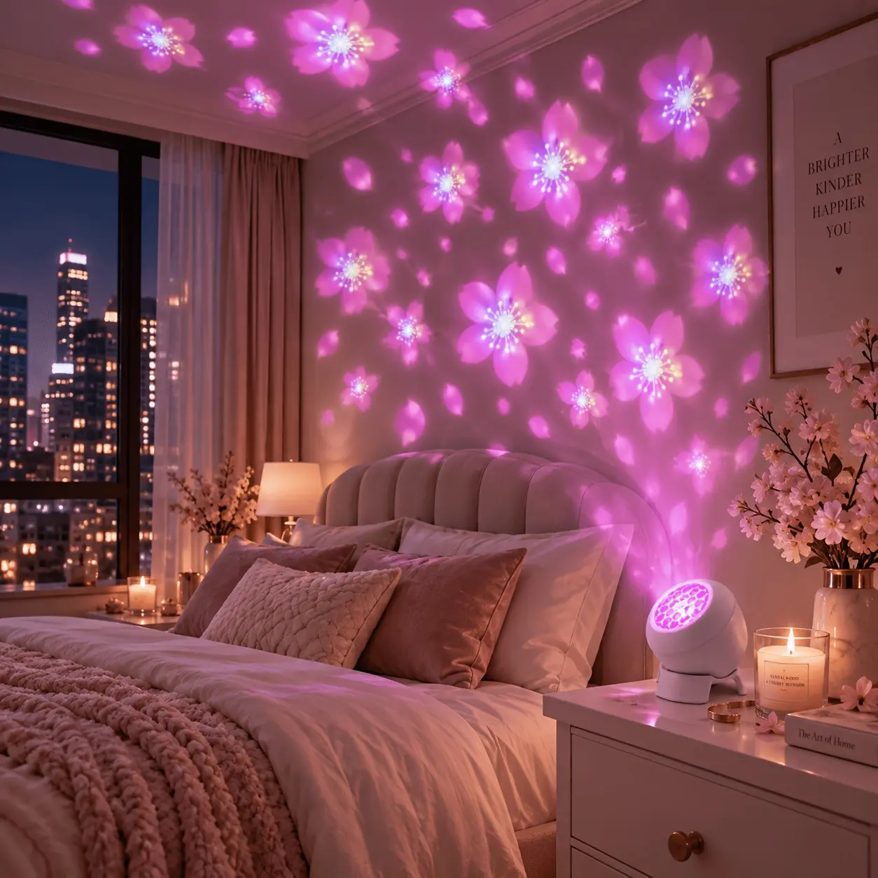 Cherry Blossom Rotating Projector Lamp, USB Powered, 360 Degrees Adjustable, Romantic Spring Atmosphere, Ideal for Valentine's Day, Mother's Day, Weddings, Birthdays, Atmosphere Lighting