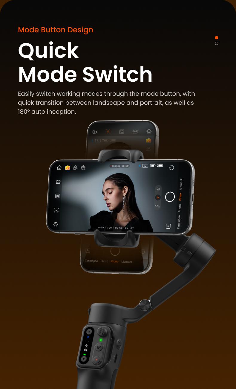 hohem iSteady X3 SE Gimbal Stabilizer for iPhone, Smartphone Foldable Gimbal with Detachable Remote Control, Portable Foldable 3-Axis Phone Gimbal for Android & iPhone17 series, Ideal for Travel Vlogging