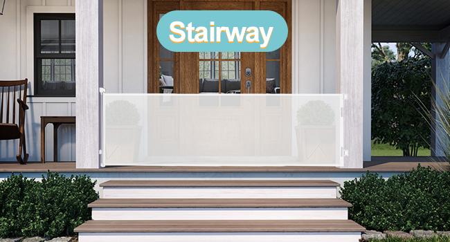 dearlomum Retractable Baby Gate 33.6" Tall Extends 55"-197" Wide Child Safety Gate for Doorways Stairs Hallways Indoor/Outdoor Black/Grey Playpen Nursery Infant Newborn