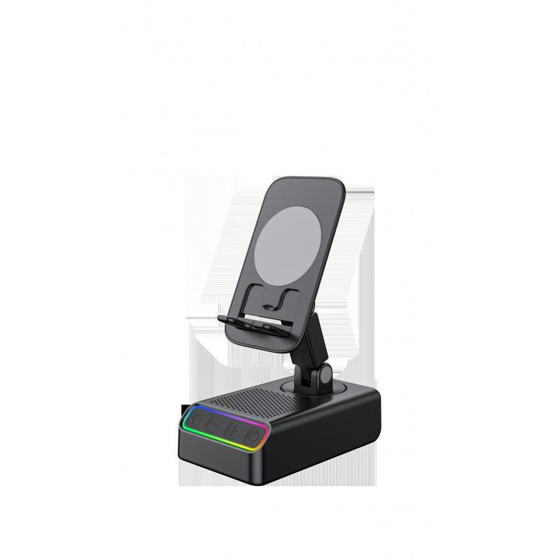Wireless Bluetooth-compatible Speaker Bt5.3, Multifunctional Desktop Speaker, Five-In-One Phone Stand with LED Light, Compatible with iPhone & Android Phones, No Battery Included