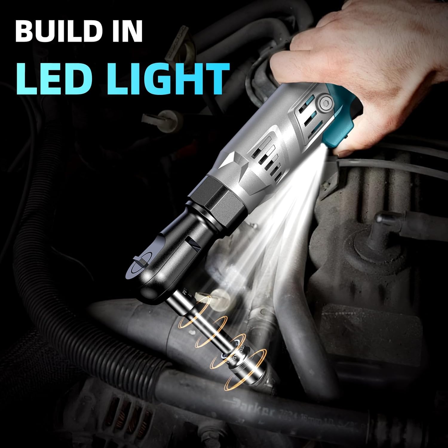 Seesii 3/8" Cordless Ratchet Wrench with 66Ft-lbs 200RPM, 2 x 21V Batteries, Power Ratchet Driver with Variable Speed,8 Sockets, 1/4" and 1/2" Adapter, and 3" Extension Bar, RT600B Black Friday Deals