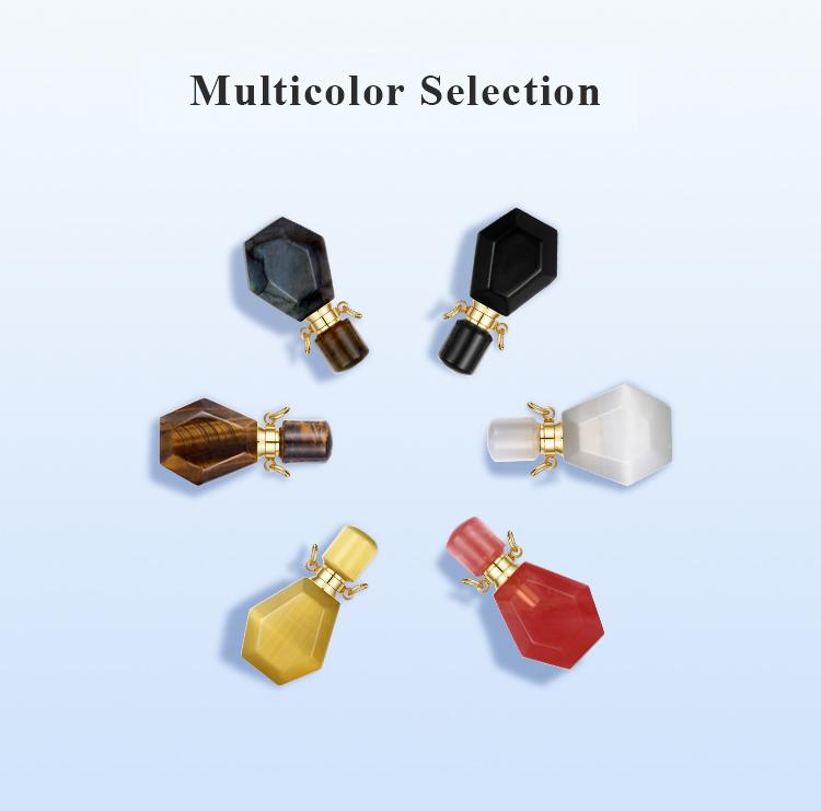 Eudora Essential Oil Diffuser Necklace, Natural Crystal Rose Quartz Perfume Bottle Pendant, Wearable Fluorite Amethyst Aromatherapy for Healing Jewelry Gift