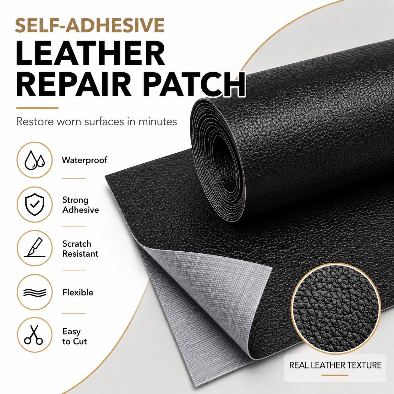 20" x 54" Self-Adhesive Leather Repair Patch, Waterproof Vinyl Repair Roll for Couch, Chair, Car Seat, Sofa & DIY Furniture Fixes