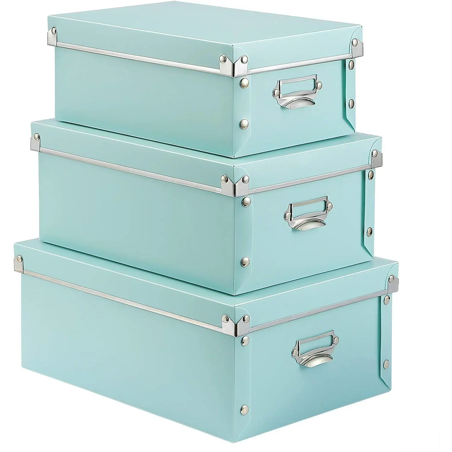 Foldable Storage Box with  and Handles Decorative, 3 in 1 Set, Multiple Size Plastic Box for Clothes, , Books …
