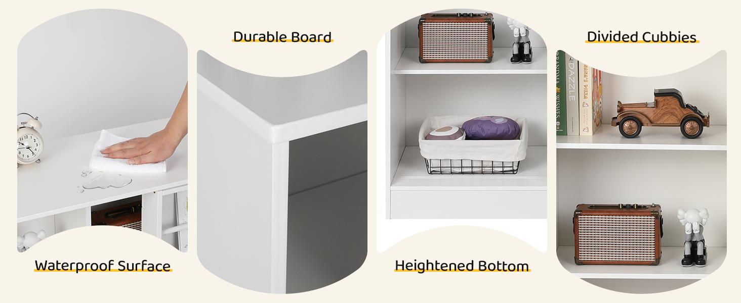 Kid Bookshelf & Toy Storage Organizer with Sliding Door, Toy Box Chest for Playroom Bedroom Living Room