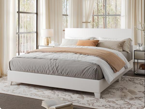 MUTICOR Full/King/Queen Bed Frame Size Upholstered Platform Bed Frame with Line Fabric & Adjustable Headboard,【Frame Only No Mattress】 Wood Slats Support,No Box Spring Needed#TikTokShopBlackFriday #ChristmasGifts