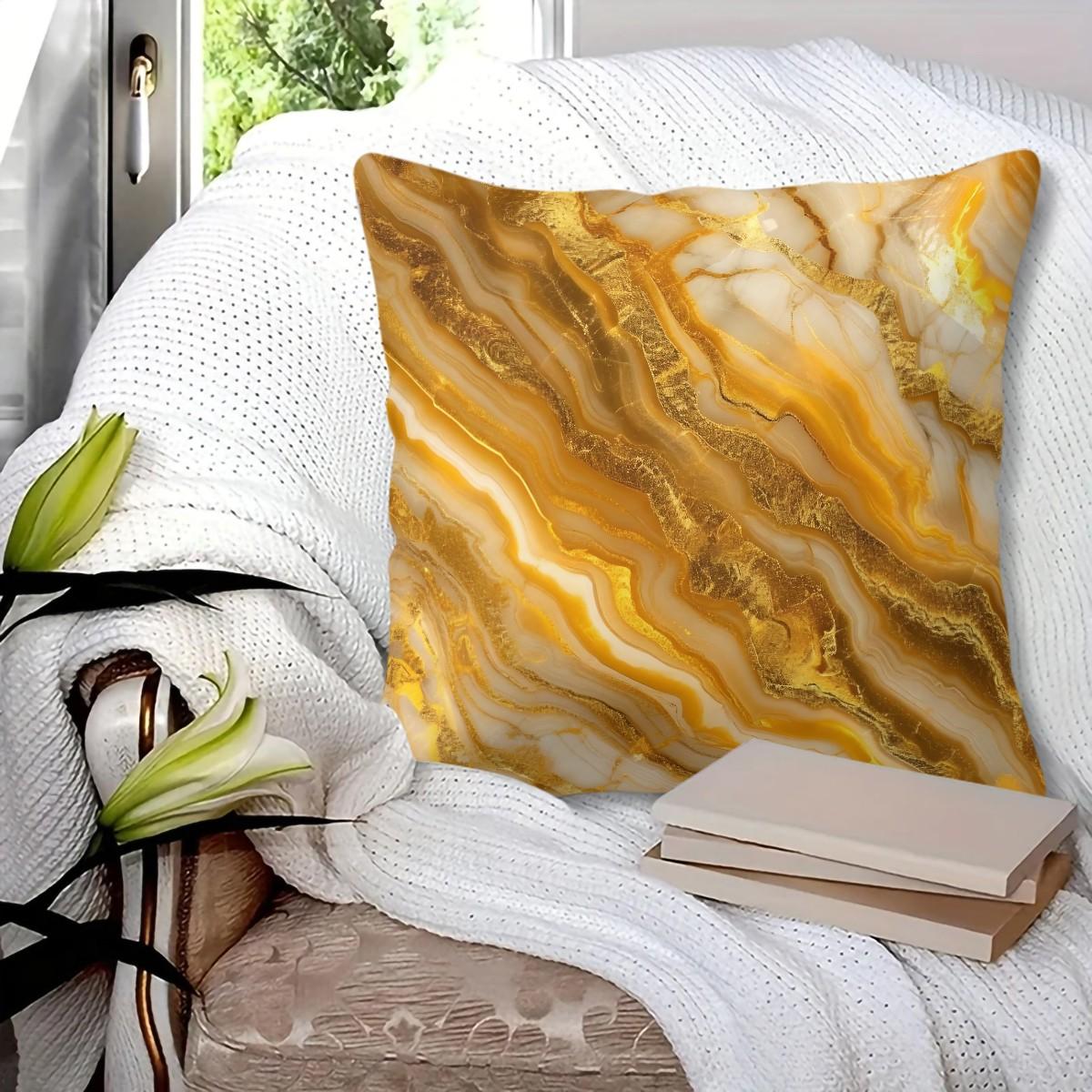 Marble Print Throw Pillow, Modern Luxury Decorative Pillow, Soft Square Cushion with Zipper Closure, Ideal for Sofa, Living Room and Bedroom Decor, Perfect Gift for Fluid Art Enthusiasts