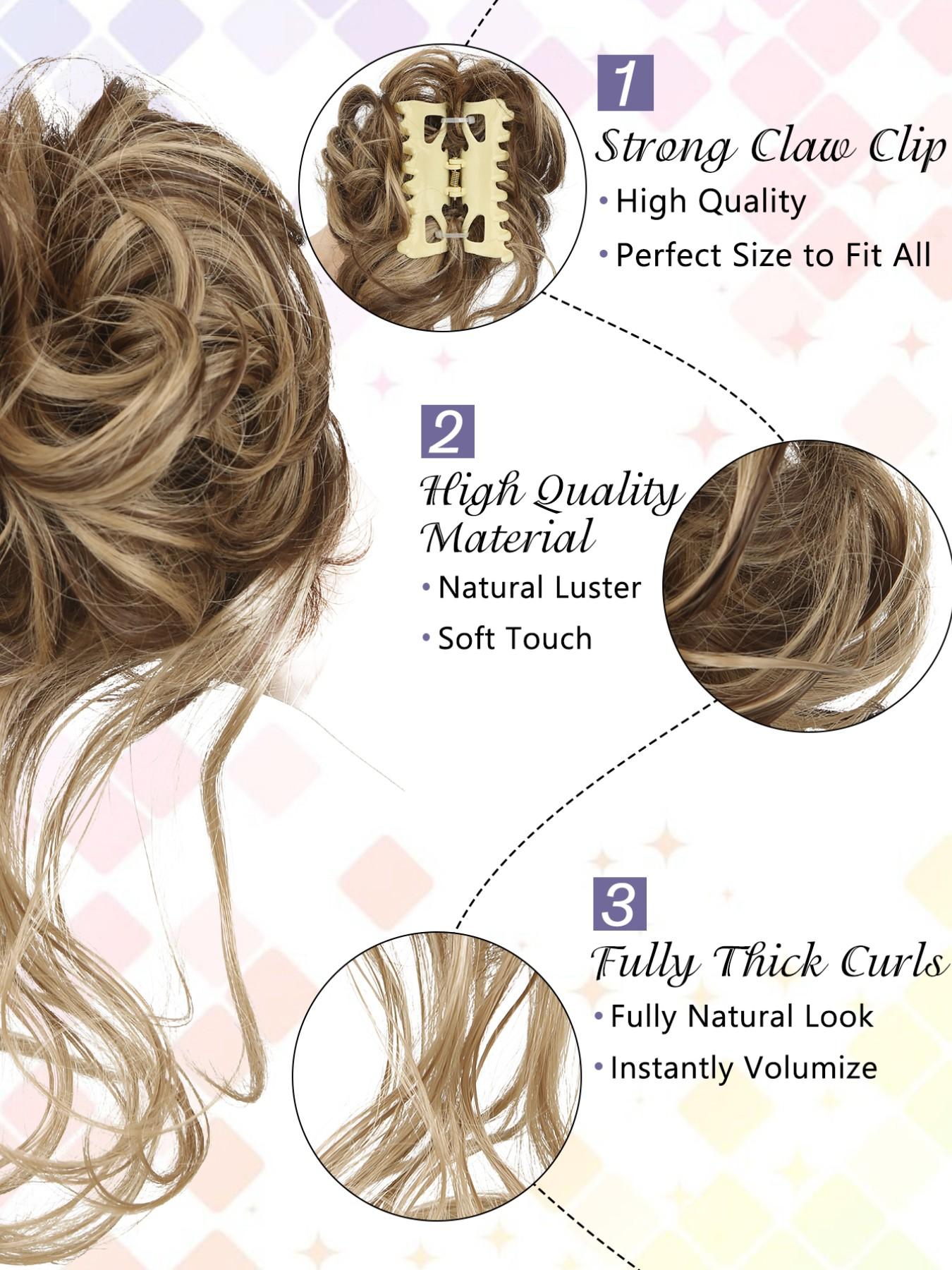 10 INCH Messy Bun Synthetic Extension Hair Piece Tousled Updo Hair Buns Extension Elastic Hair Band Hair Pieces Synthetic Curly Hair Bun Scrunchie Wavy Synthetic Hair For Women Girls