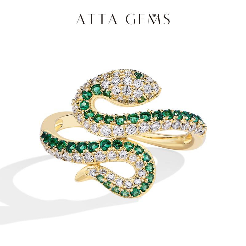 Stunning Lab-Created Moissanite Snake Ring | Sparkling Serpent Jewelry for Bold Style | Unique Design & Luxury 925 Sterling Silver Rings Gift R230