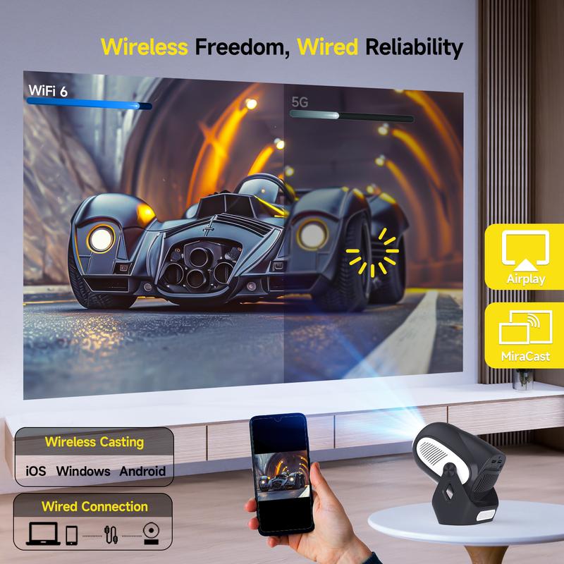 [US warehouse] Magcubic Latest HY300X Projector 4K Videosource Supported  Electric Focus 300ANSI 1280*720P Allwinner H713 BT5.0 Built-in Speaker Home Cinema Outdoor portable Panda Color Projetor