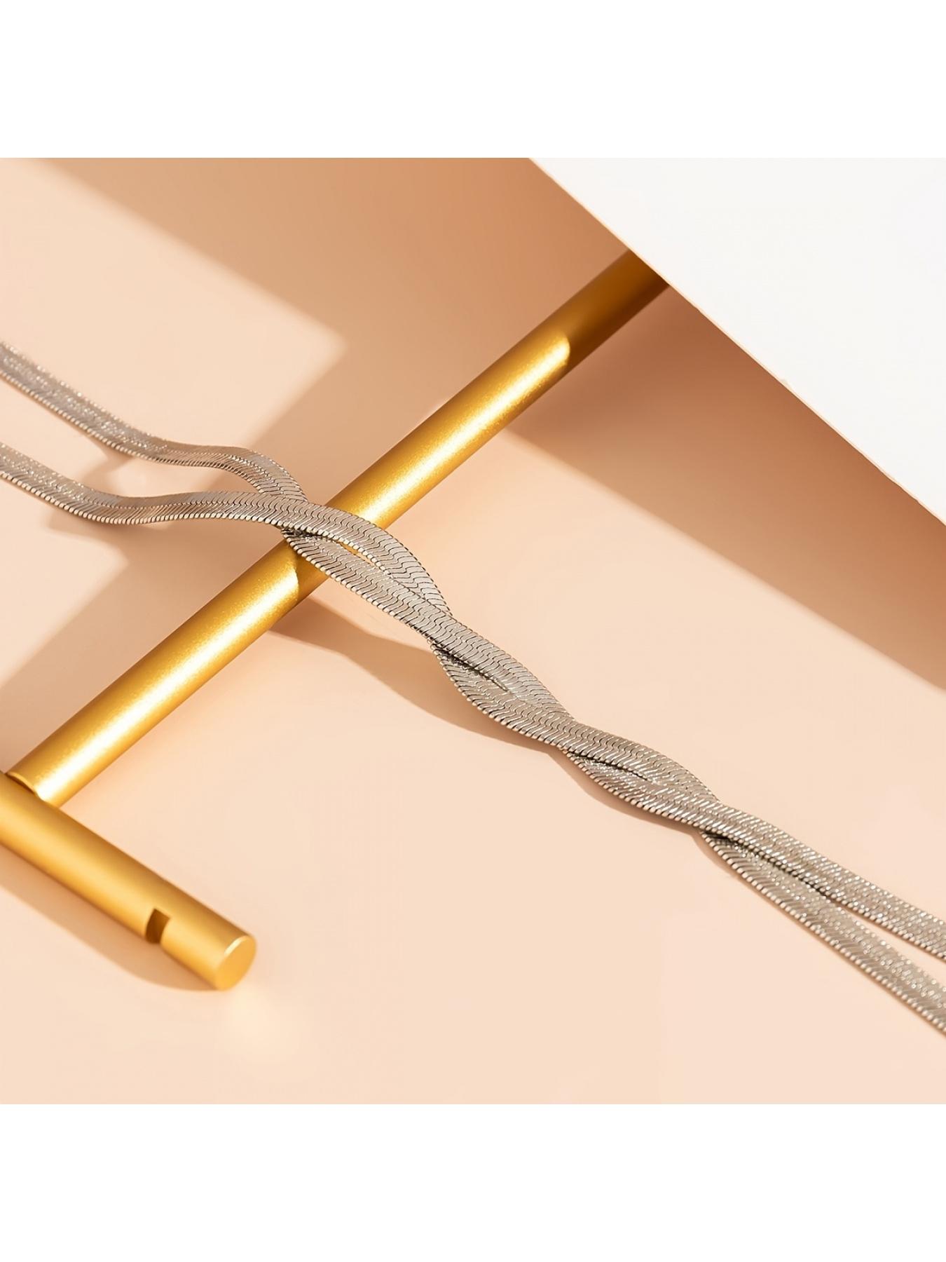 1 Piece Simple Handmade Flat Snake Chain Long Tassel Necklace - Fashion Jewelry Gift for Mom, Wife, Girlfriend & Best Friend