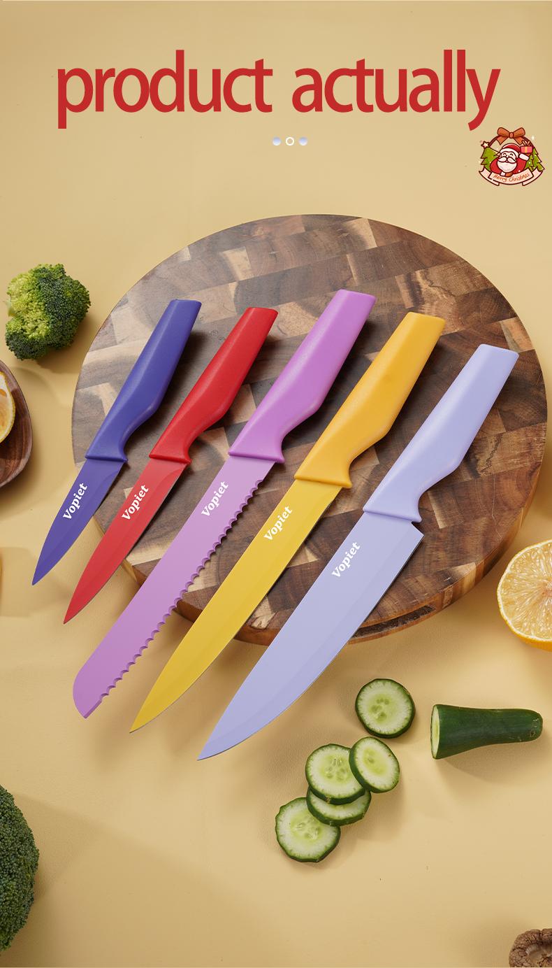 5 Pieces, Kitchen Knife Set, Meat Cleaver, Chef's Knife, Bread Knife, Fruit Knife, ANew Year's Gift Cooking Utensils Cutting Modern Block Home