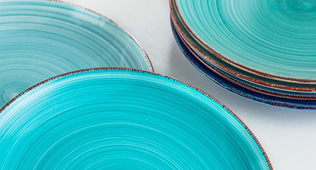 Vancasso Bonita Ocean-Inspired Ceramic Dinner Plate Set - 6 Unique Shades of Blue, 10.5" Plates, Microwave & Dishwasher Modern Porcelain Dinnerware Plateset