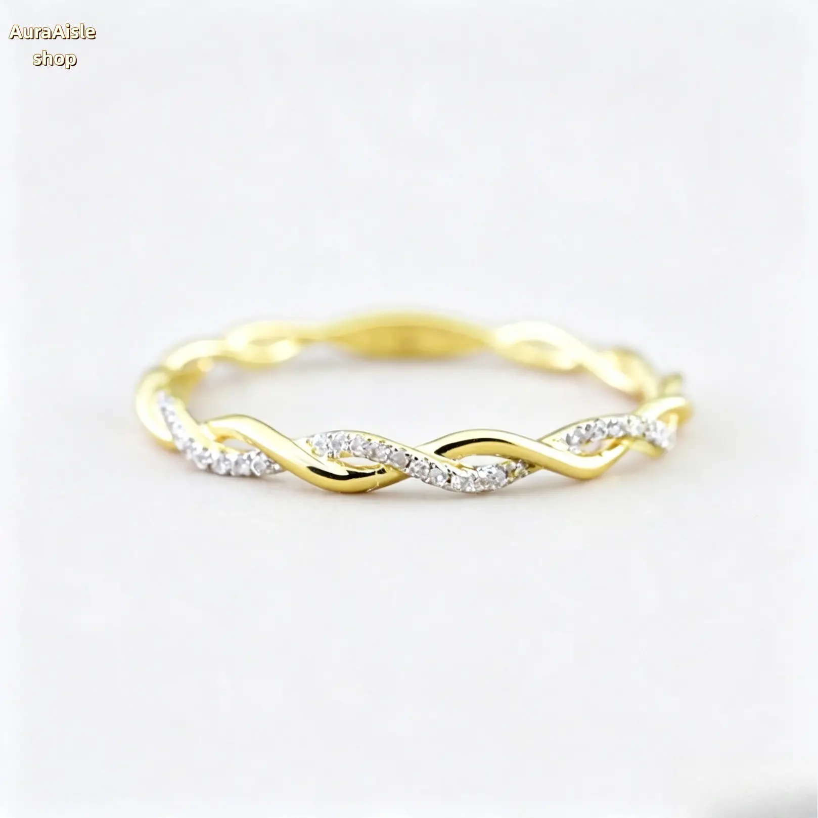 Women's Dainty Criss‑Cross Twist Ring, Rhinestone Inlaid Stackable Band Ring, Elegant Glittering Daily Jewelry, Minimalist Stacking Accessory, For Casual Party Occasions, Thoughtful Gift Option For Women & Young Girls