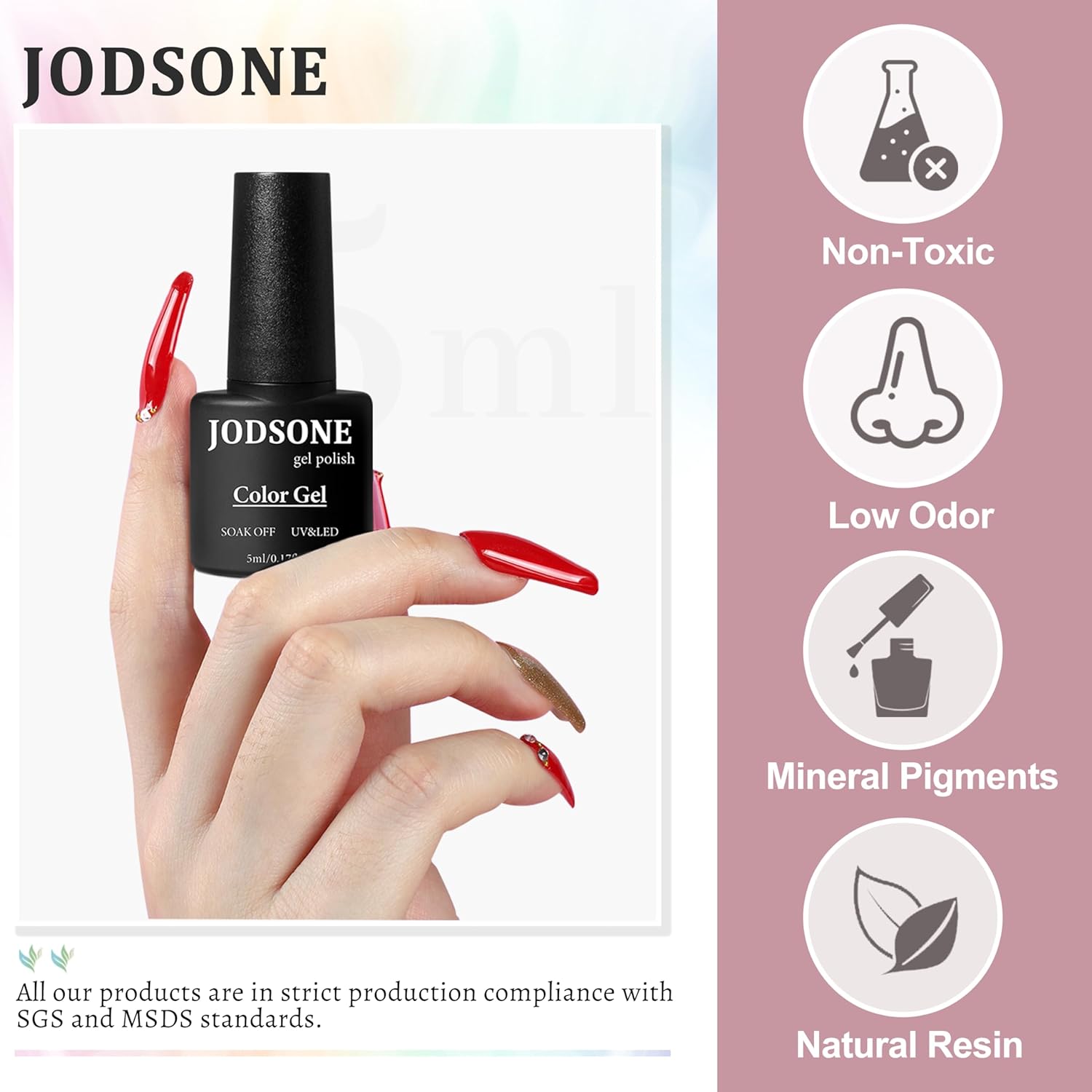 JODSONE 36 PCS Gel Nail Polish Set with 32 Colors Gel polish Kit Base Coat No Wipe Matte GlossyTop Coat Nail Polish Set Green Blue Red Pink Summer nail Collection Gifts for Women