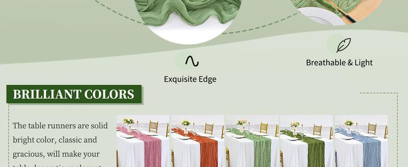 MTREO 1 6 10 20 30 Pack 10Ft Cheesecloth Table Runner 20x120 Inch Boho Romantic Gauze Table Runner Cheese Cloth Long Table Runner for Wedding Party Bridal Shower Thanksgiving Christmas Decoration