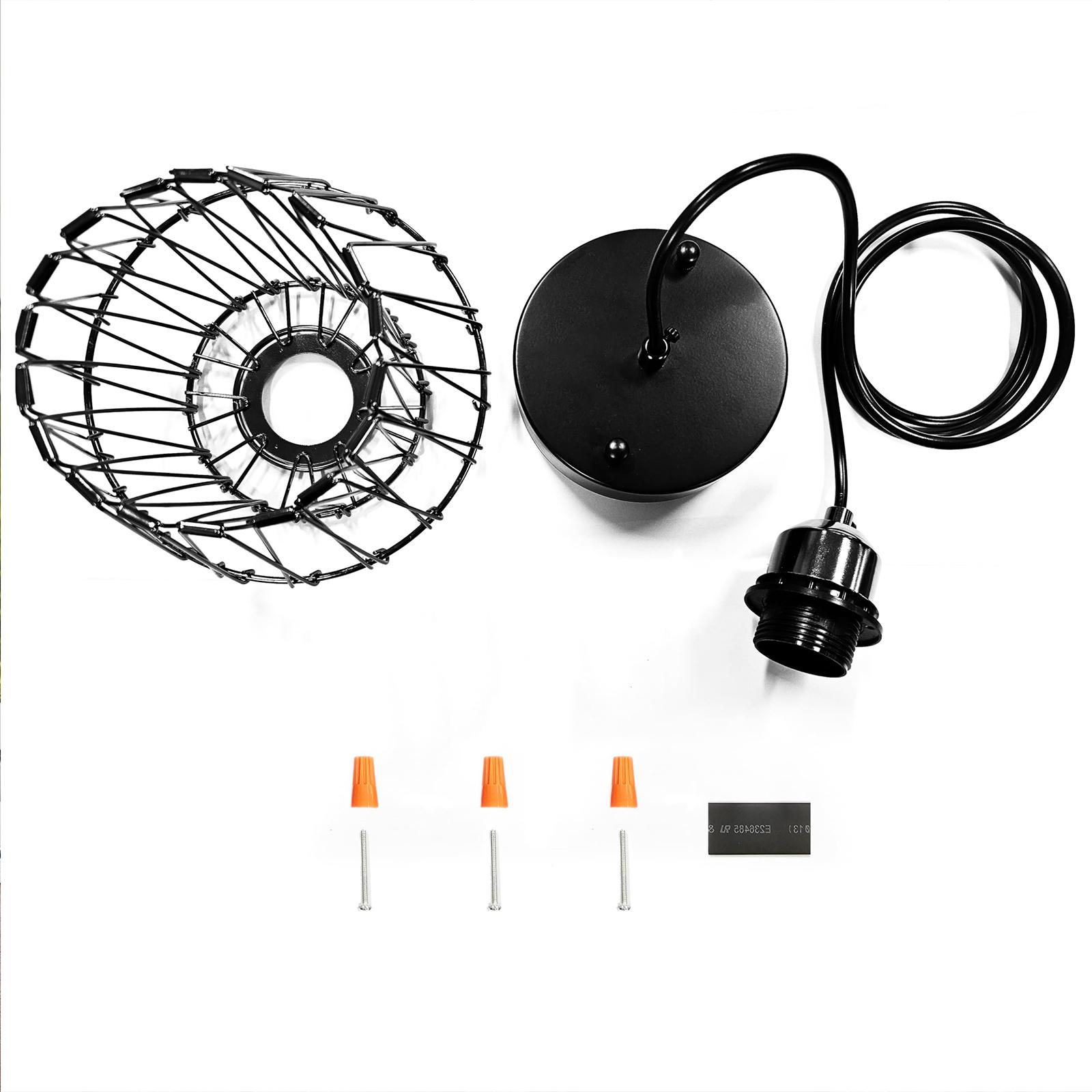 Serbasic Vintage Deformable Metal Cage Pendant Light E27 Base Adjustable Hanging Ceiling Fixture for Kitchen Living Room Dining Room Retro Industrial Style