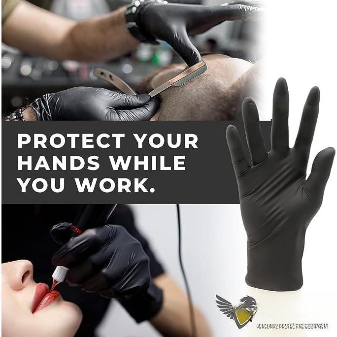 Black  Gloves Disposable Latex-Free Multipurpose Gloves for Cleaning, Mechanic, Cooking | 3 Mil - 100 | Medium