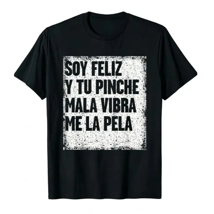 Distressed Vintage Spanish Quote Box Text Graphic Print Short Sleeve T-Shirt, Unisex Summer Vacation Back To School Trendy Casual Tops, 100% Pure Cotton Printed Craft Summervibes Tee, Soft Breathable Relaxed Fit everyday outfits