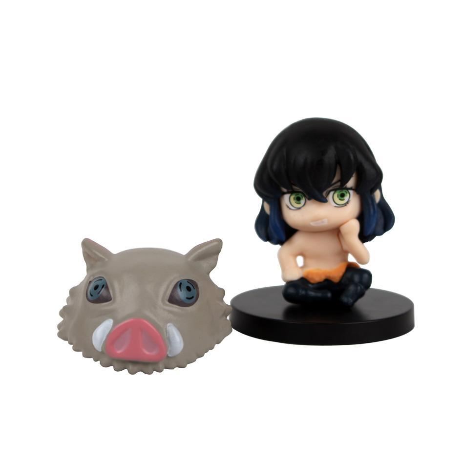 5-15pcs Q Version Demon Slayer Sitting Ghost Doll Tanjiro Nidouzi Inosuke Zenizu  Toy  Figural PVC Model Gift