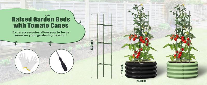 Lilypelle 3 Pcs 24x24x12in Round Galvanized Raised Garden Bed with Tomato Cages, Metal Planter Box for Planting Plants Vegetables Herbs Flowers Lilypelle 3 Pcs 24x24x12in Round Galvanized Raised Garden Bed with Tomato Cages, Metal Planter Box for Planting Plants Vegetables Herbs Flowers