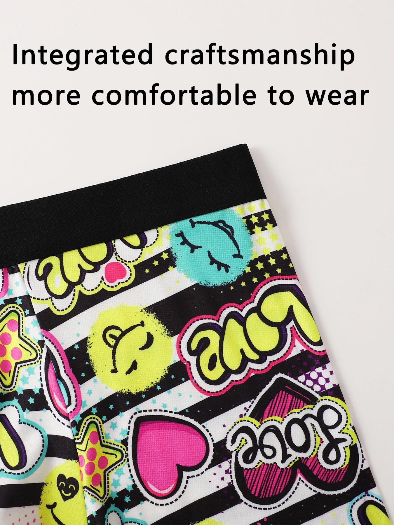 Men's trendy graffiti boxer briefs, soft and highly elastic, combining both comfort and stylish appearance