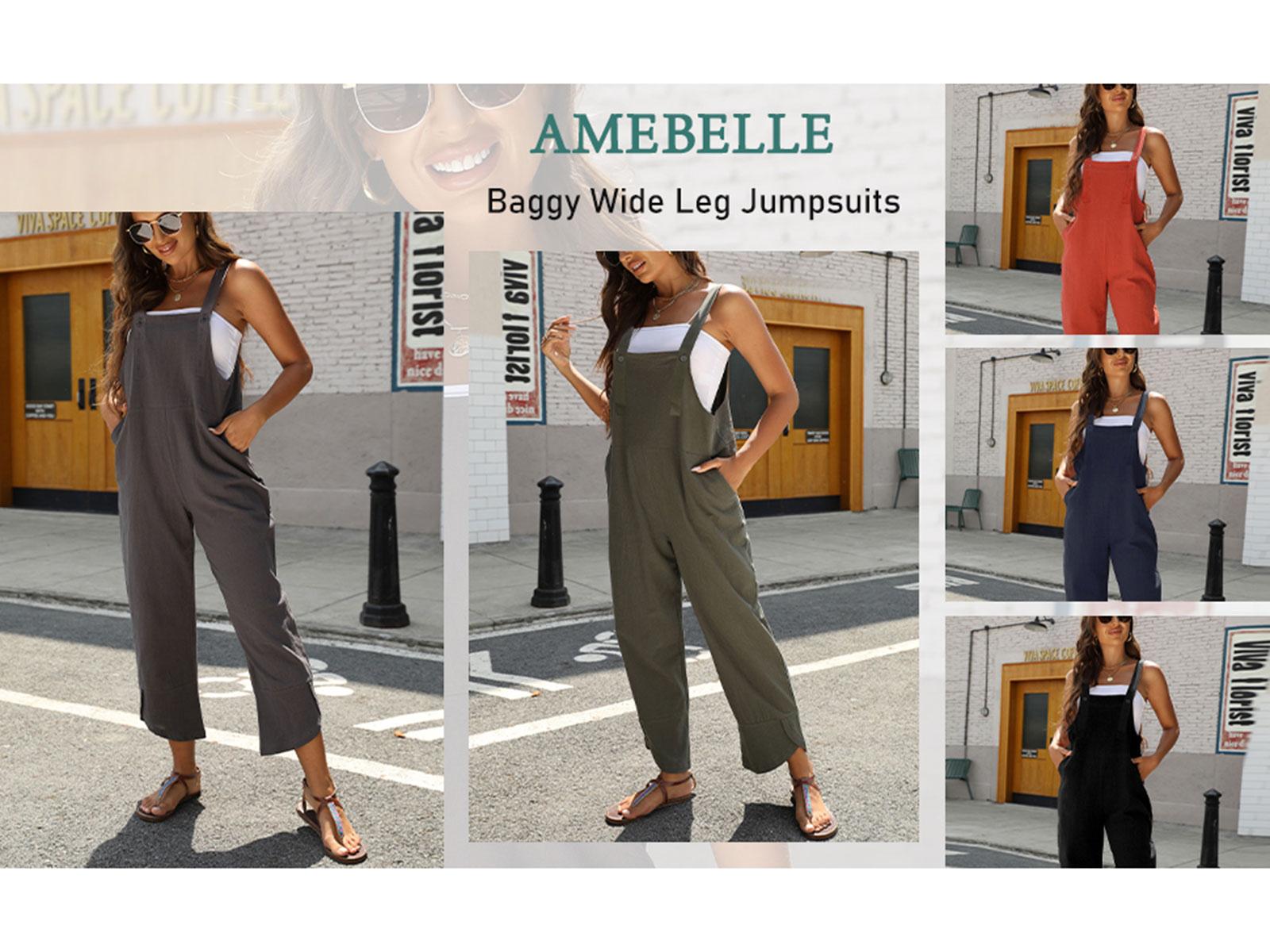 SCUSTY Womens Cotton Baggy Casual Rompers Summer Bib Linen Overalls Jumpsuits with Pockets