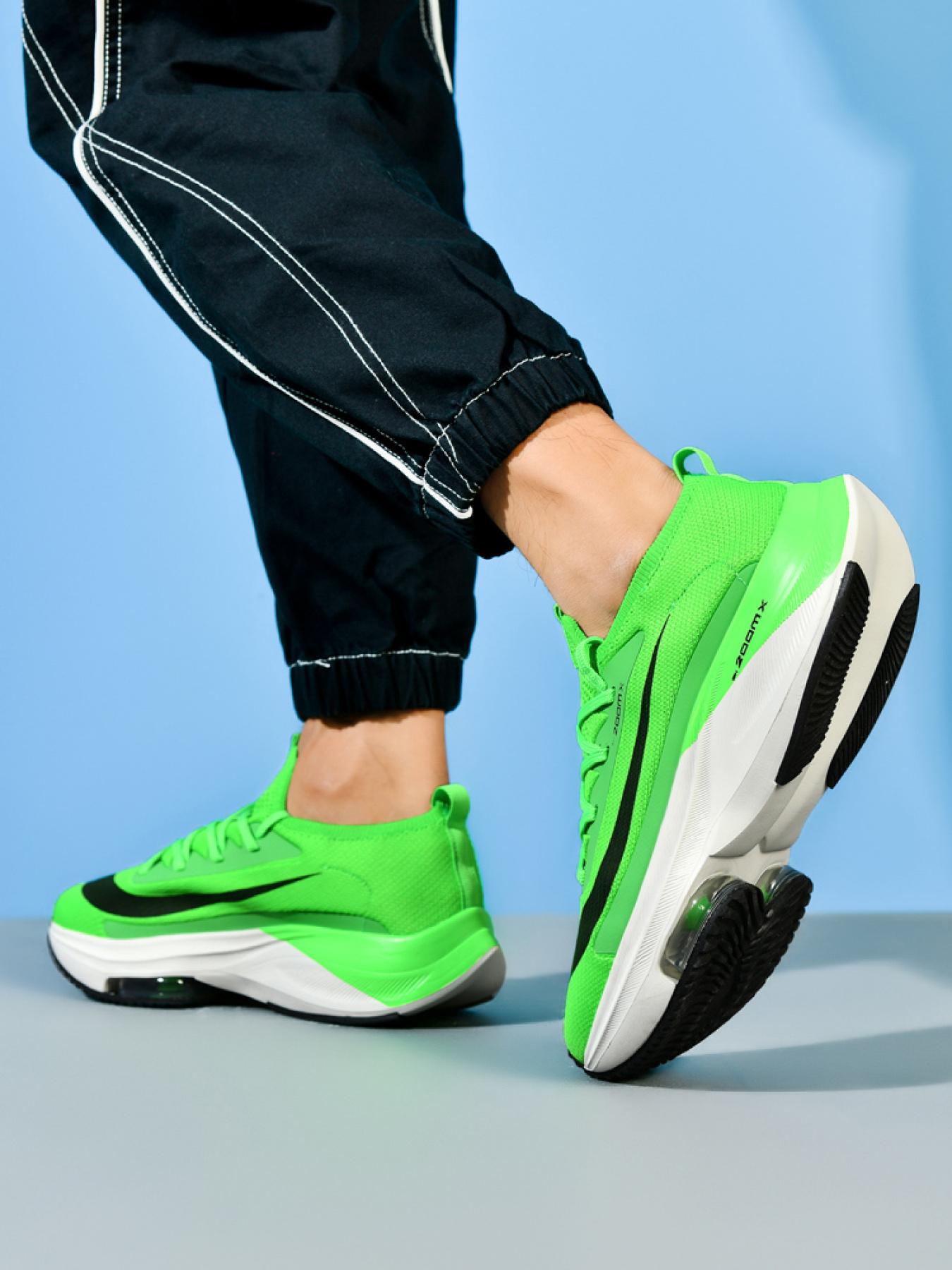 Men Sports Running Shoes Casual Marathon Air Cushion Sneakers Leather Breathable Lightweight Male Comfortable Athletic Nonskid Casual Sneakers Hiking Outdoor Footwear