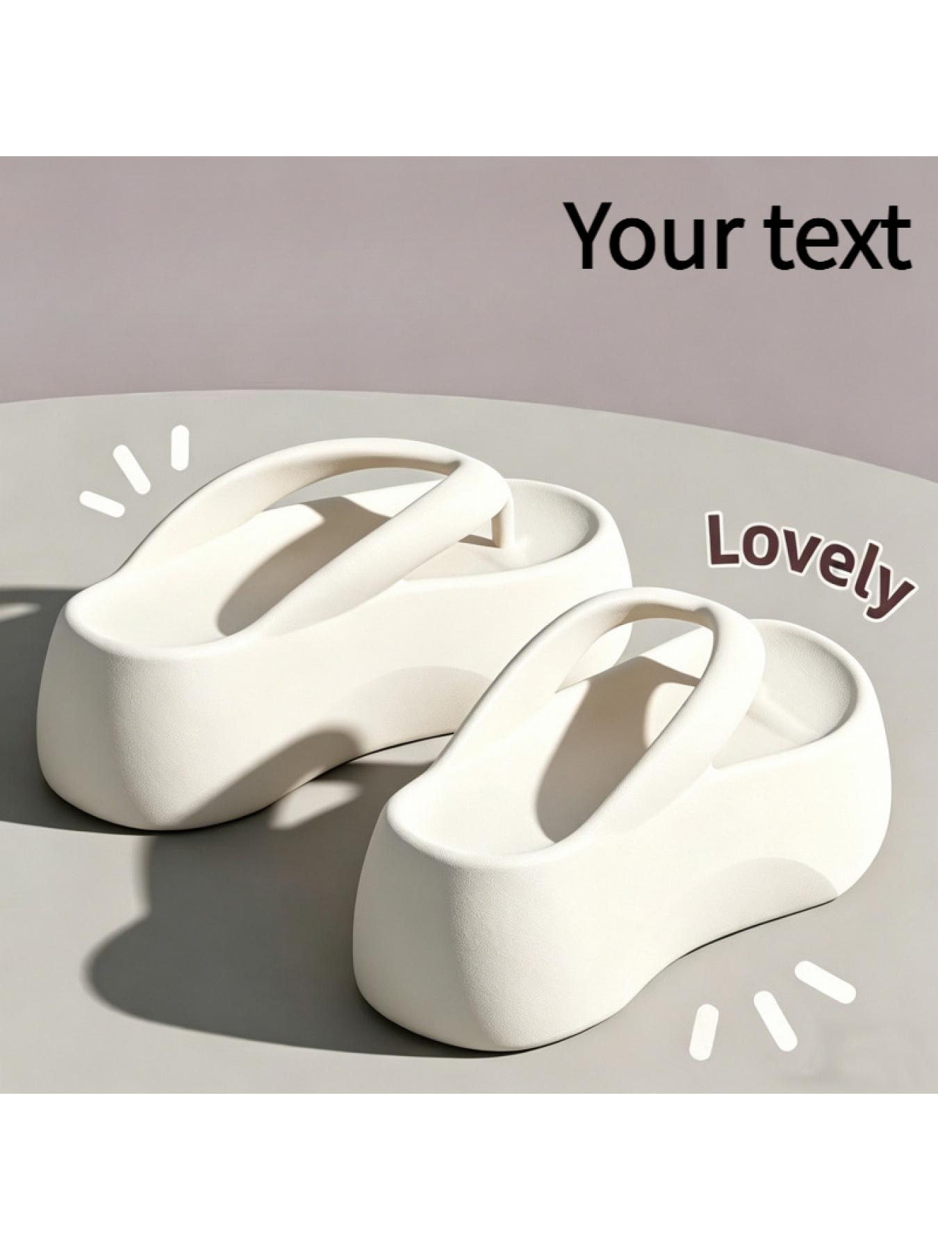 1 pair of thick-soled EVA flip-flops for women, summer outdoor wear, non-slip, height-increasing home sandals Footwear