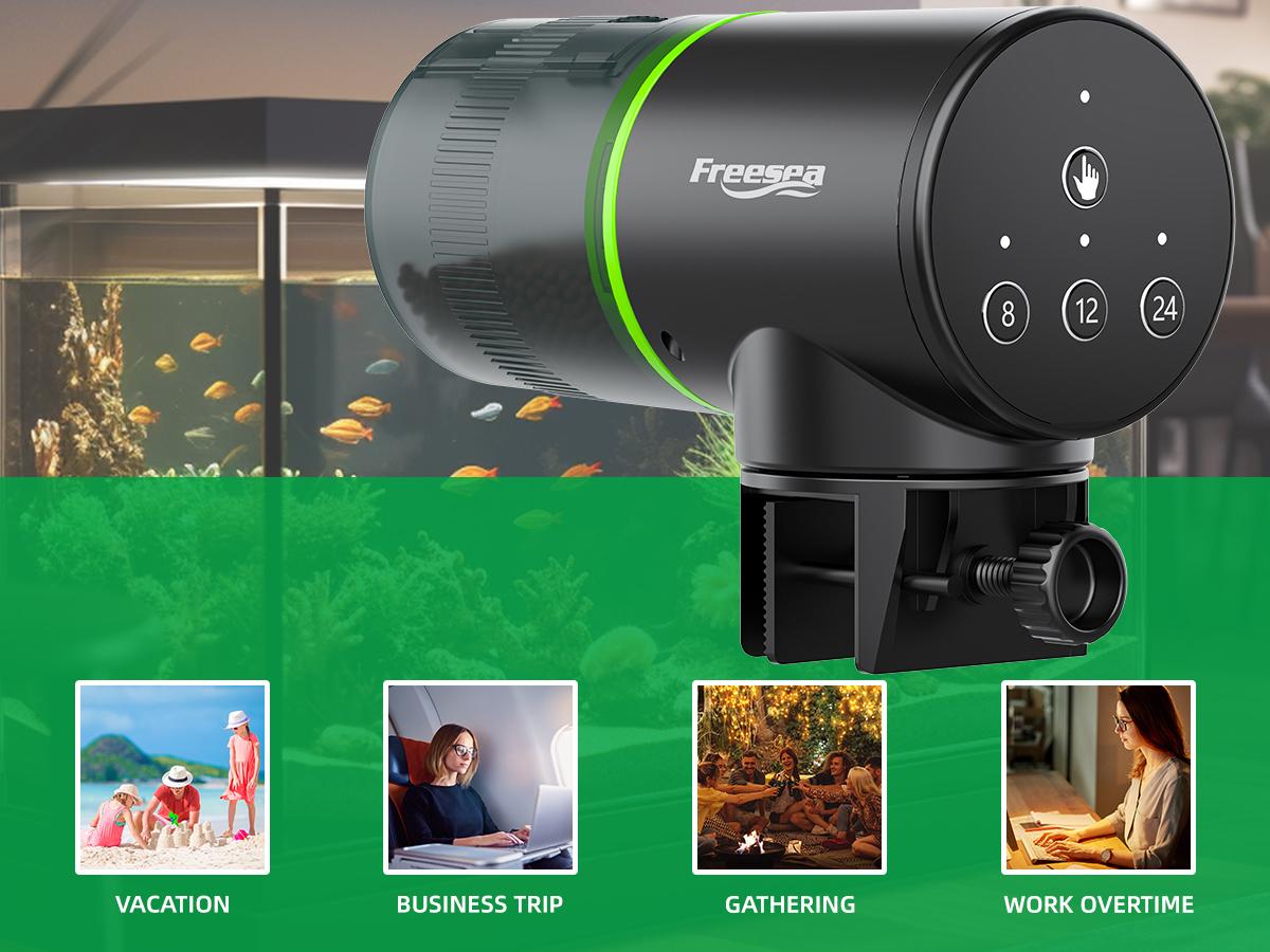 FREESEA Automatic Fish Feeder for Aquarium: Auto Fish Food Dispenser with Timer for Small Tank Betta Turtle - Battery Vacation Self Feeding for Flakes FREESEA Automatic Fish Feeder for Aquarium: Auto Fish Food Dispenser with Timer for Small Tank Betta Turtle - Battery Vacation Self Feeding for Flakes