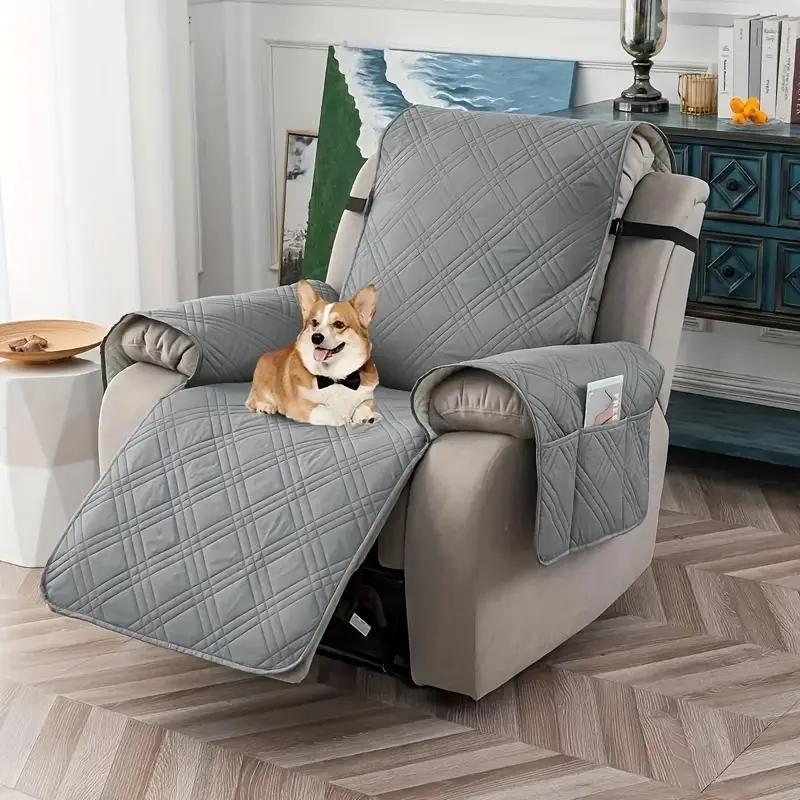 Waterproof Recliner Cover, Non-slip Chair Cover, Furniture Protector, Washable Slipcover with Pockets, Elastic Leash for Pets # TikTokShopBlackFriday