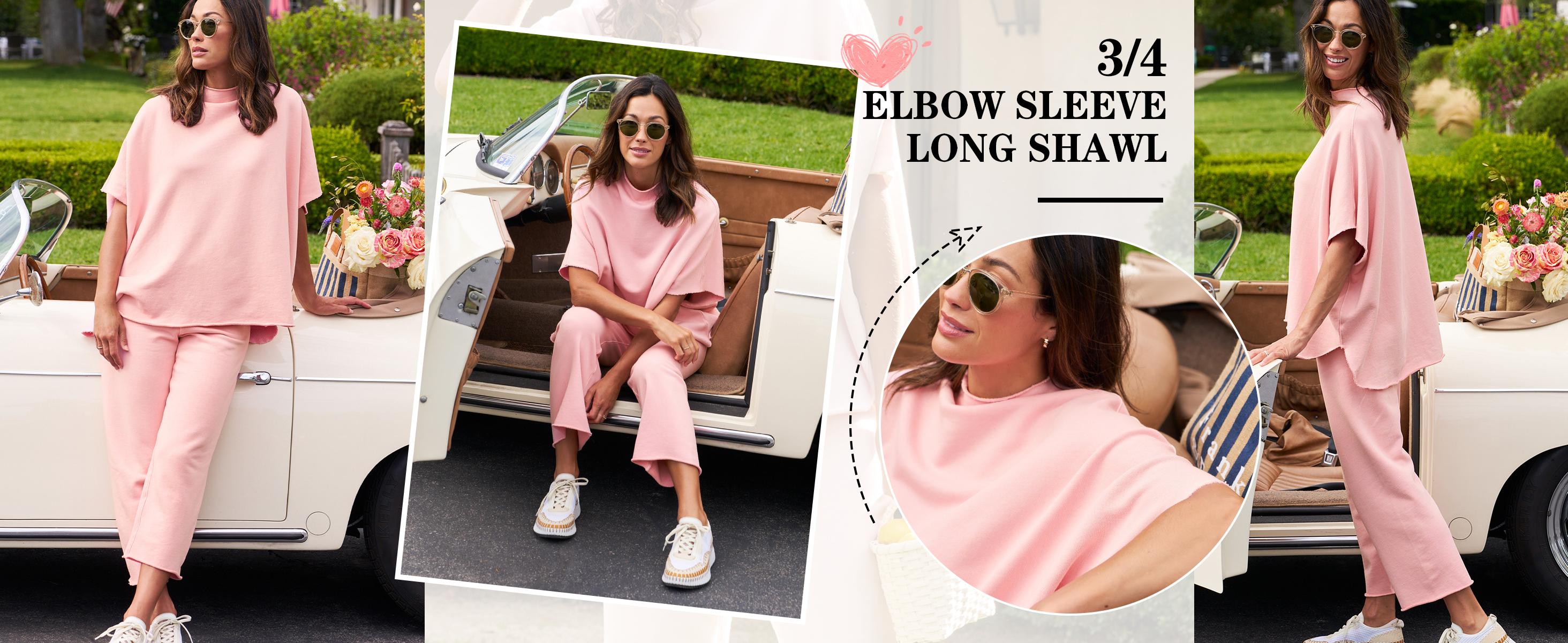 Women's 2 Piece Outfits Lounge Set 3/4 Batwing Sleeve Capelet Crew Neck Pullover Tops Wide Leg Pants Travel Set