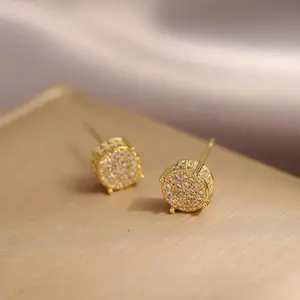 Women's Elegant Fashionable Rhinestone Stud Earrings - 1 Pair Zinc Alloy Minimalist Plain Silhouette Earrings with Glimming Inlay, Secure Design Costume Jewelry for Party, Daily Wear
