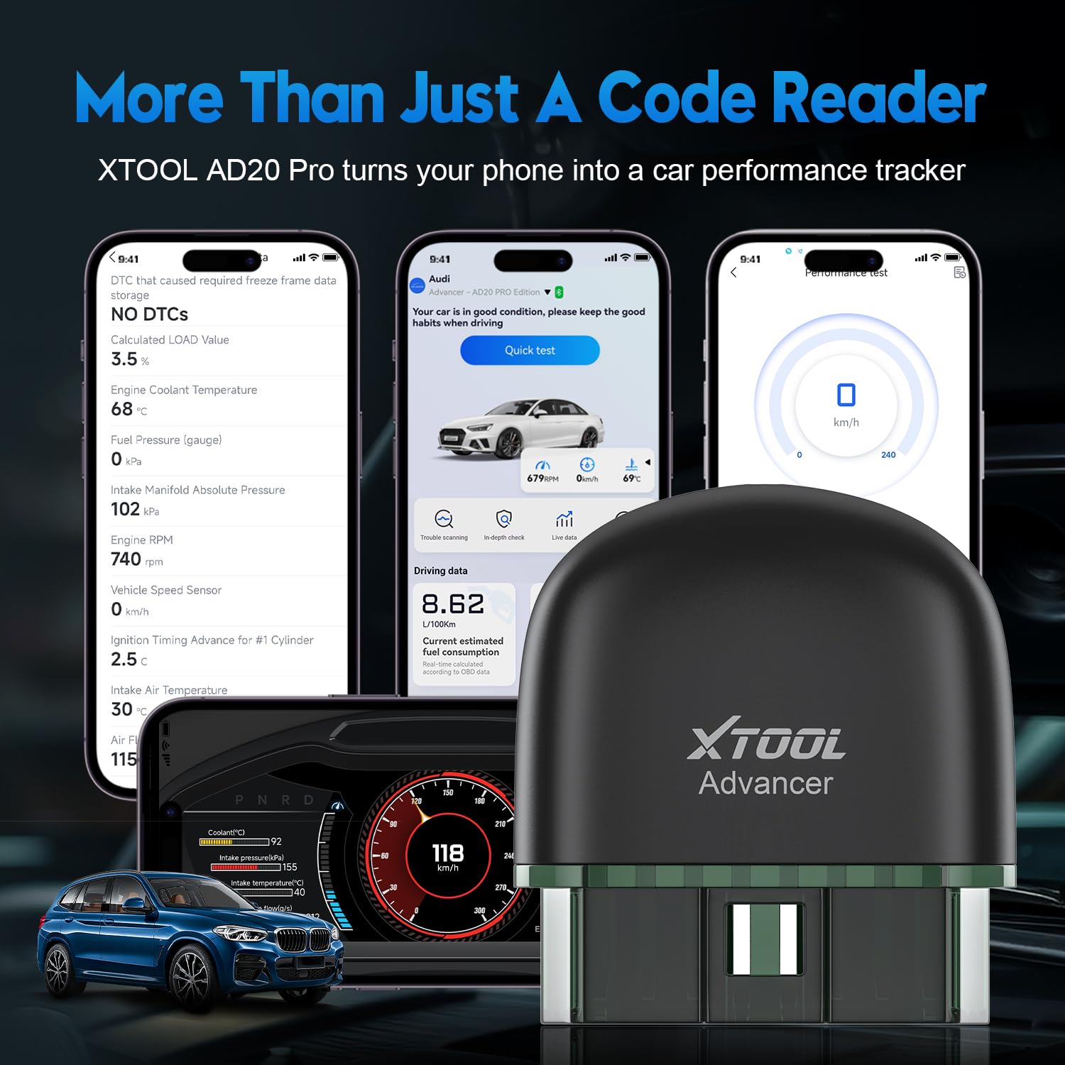 XTOOL AD20 Pro OBD2 Scanner Free Life Time ,AI Assistant ,No Subscription Fee or Car Wireless Code Reader for iPhone & Android 2025 Oil Reset, Voltage, Performance Test Cheaper than Topdon
