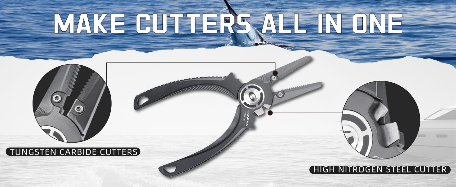 Gomexus Offshore Plier X Titanium Fishing Pliers 7.5'', Dual Cutter, Heavy-Duty, Never Rust