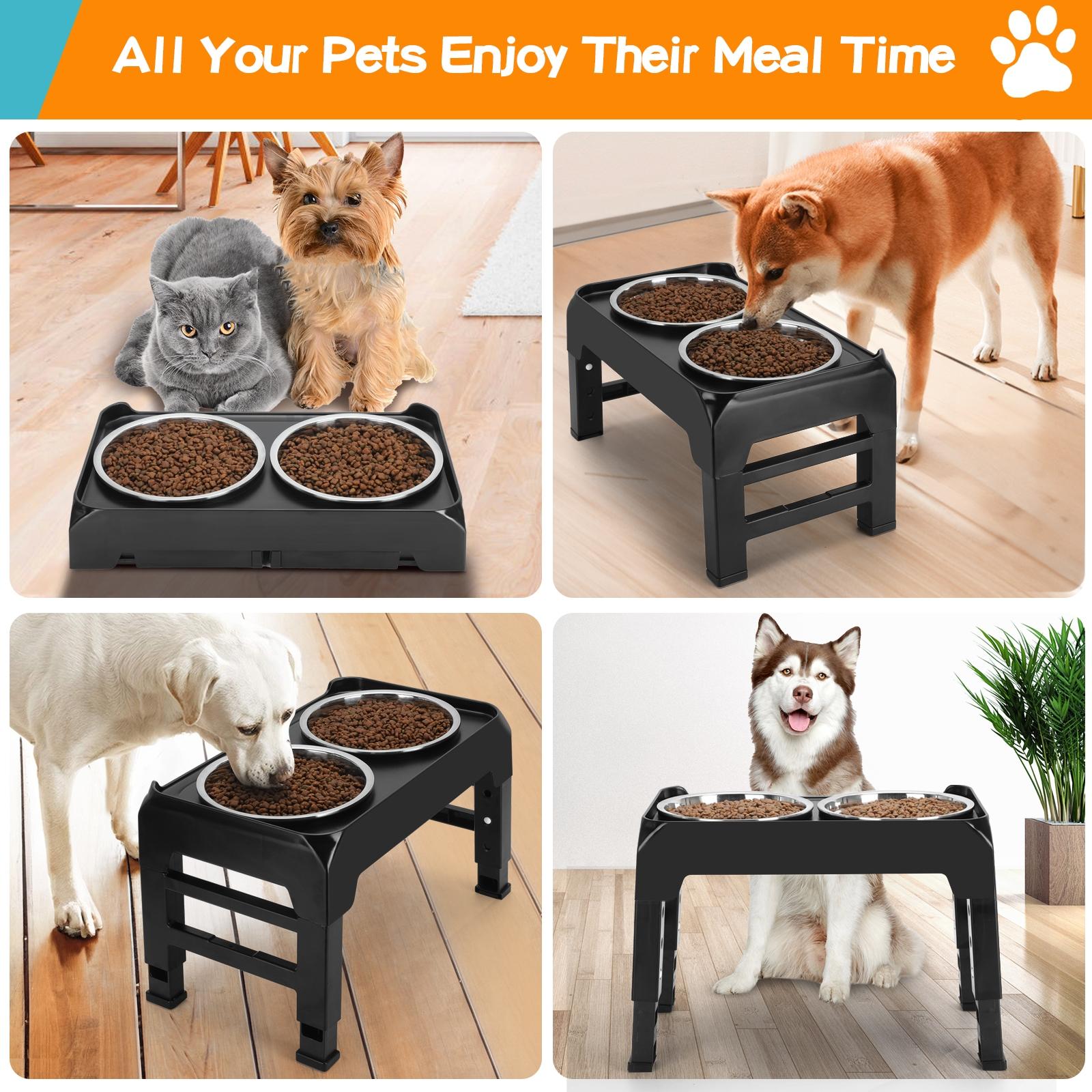 Elevated Dog Bowls, 4 Height Adjustable Raised Dog Bowl Stand with 2 Thick 50oz Stainless Steel Dog Food Bowls Non-Slip Dog Feeder for Large Medium Dogs Adjusts to 3.7", 9.2", 10.75", 12.36" Black, Grey, Light Brownish Gray Elevated Dog Bowls, 4 Height Adjustable Raised Dog Bowl Stand with 2 Thick 50oz Stainless Steel Dog Food Bowls Non-Slip Dog Feeder for Large Medium Dogs Adjusts to 3.7", 9.2", 10.75", 12.36" Black, Grey, Light Brownish Gray