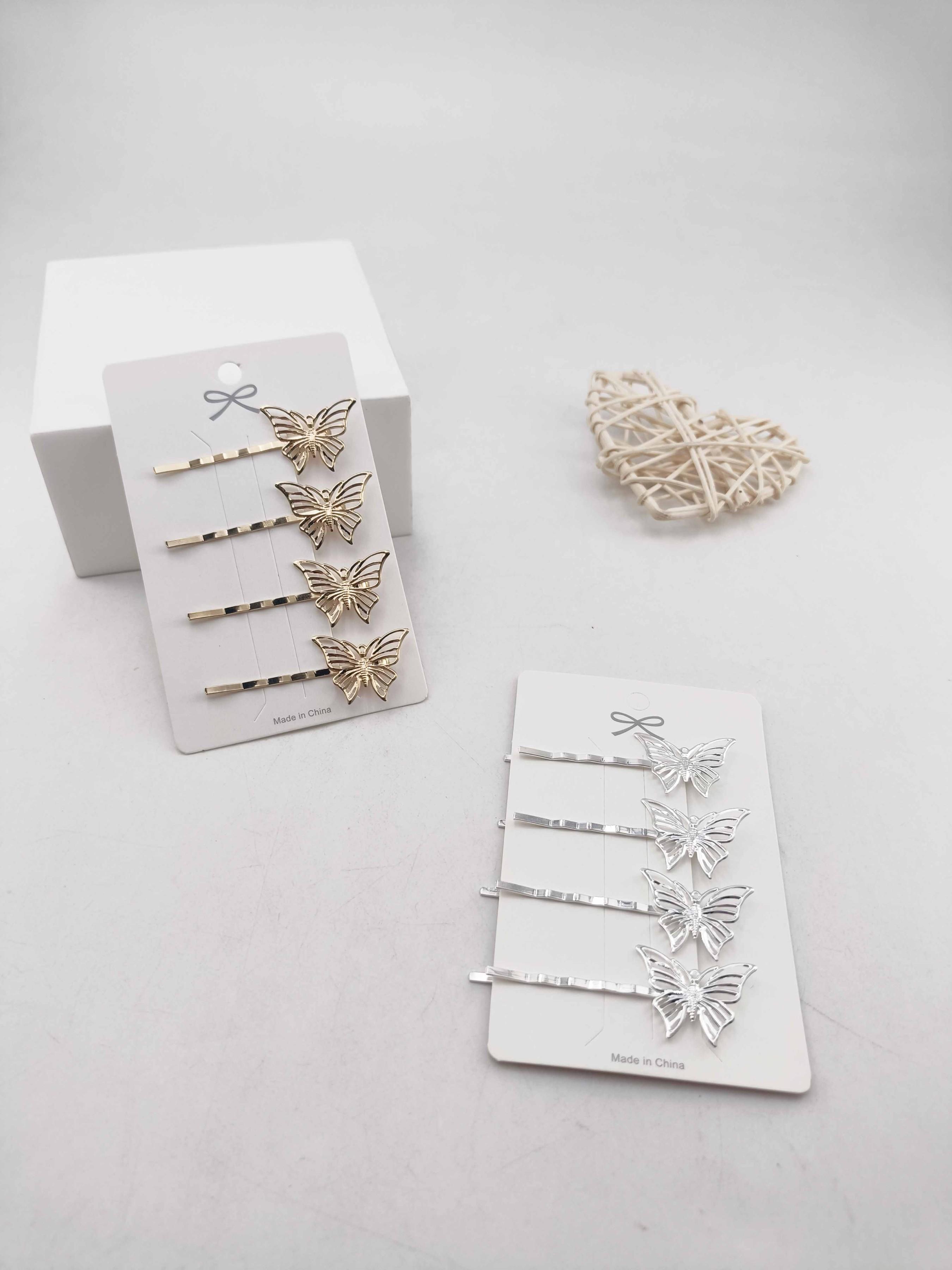 Elegant Butterfly Hair Clips Set of 4, Metal Material, Hollow Design, Perfect for Parties, Beaches, Travel, Compact and Portable